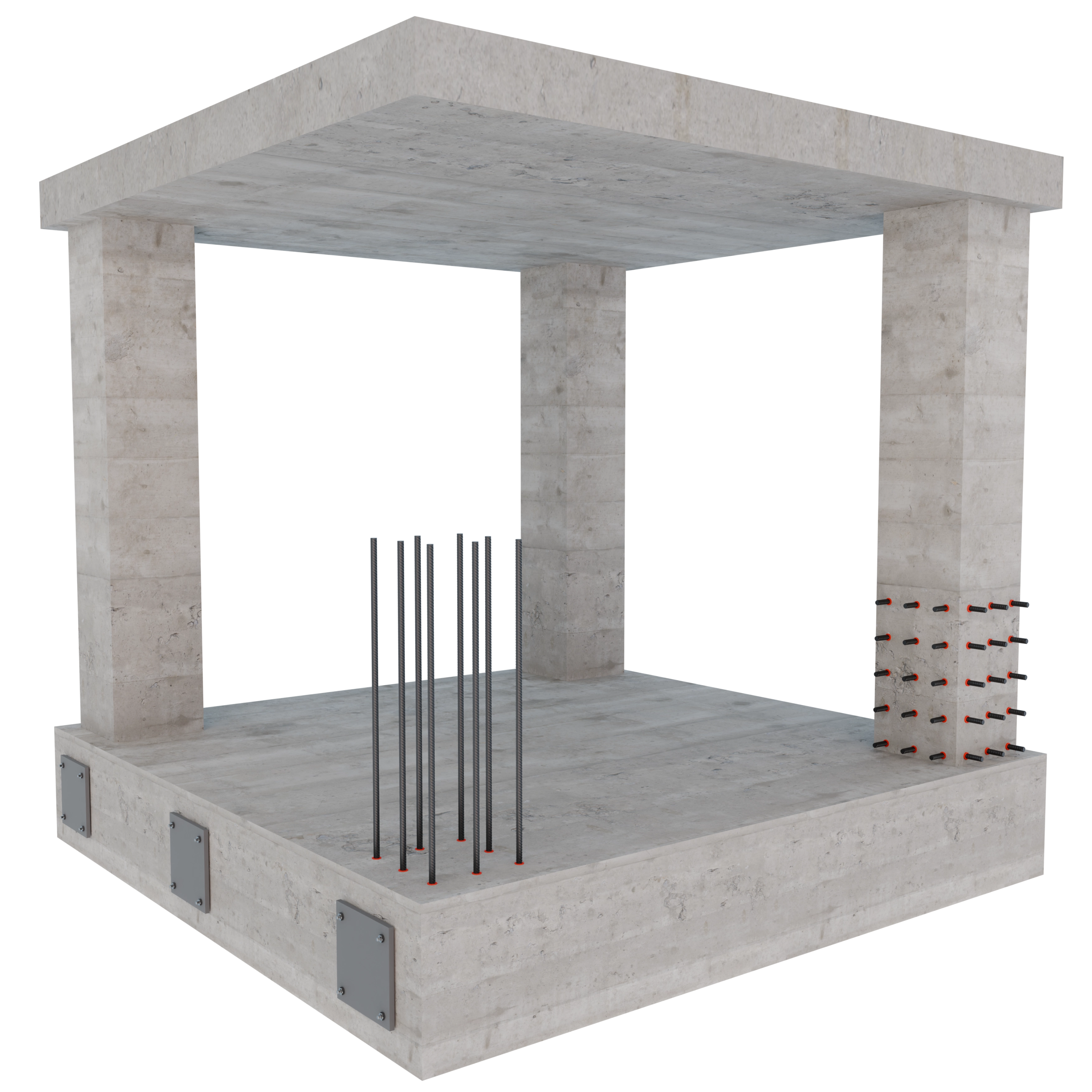 Reinforced concrete column with chemical anchoring system diagram